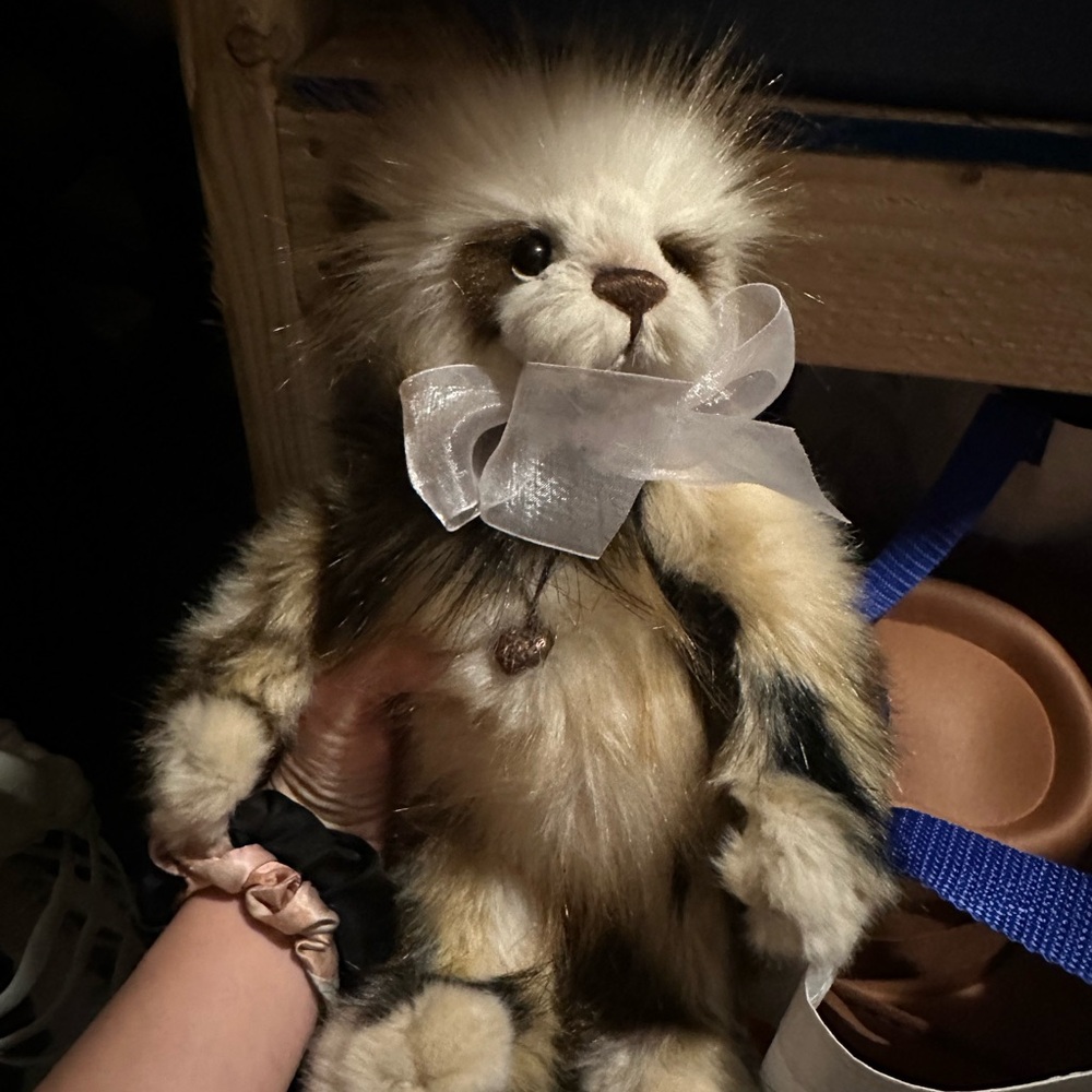 Fluffy White and Brown Stuffed Animal Toy